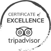 TripAdvisor Certificate of Excellence logo featuring the iconic owl design within a circular badge.